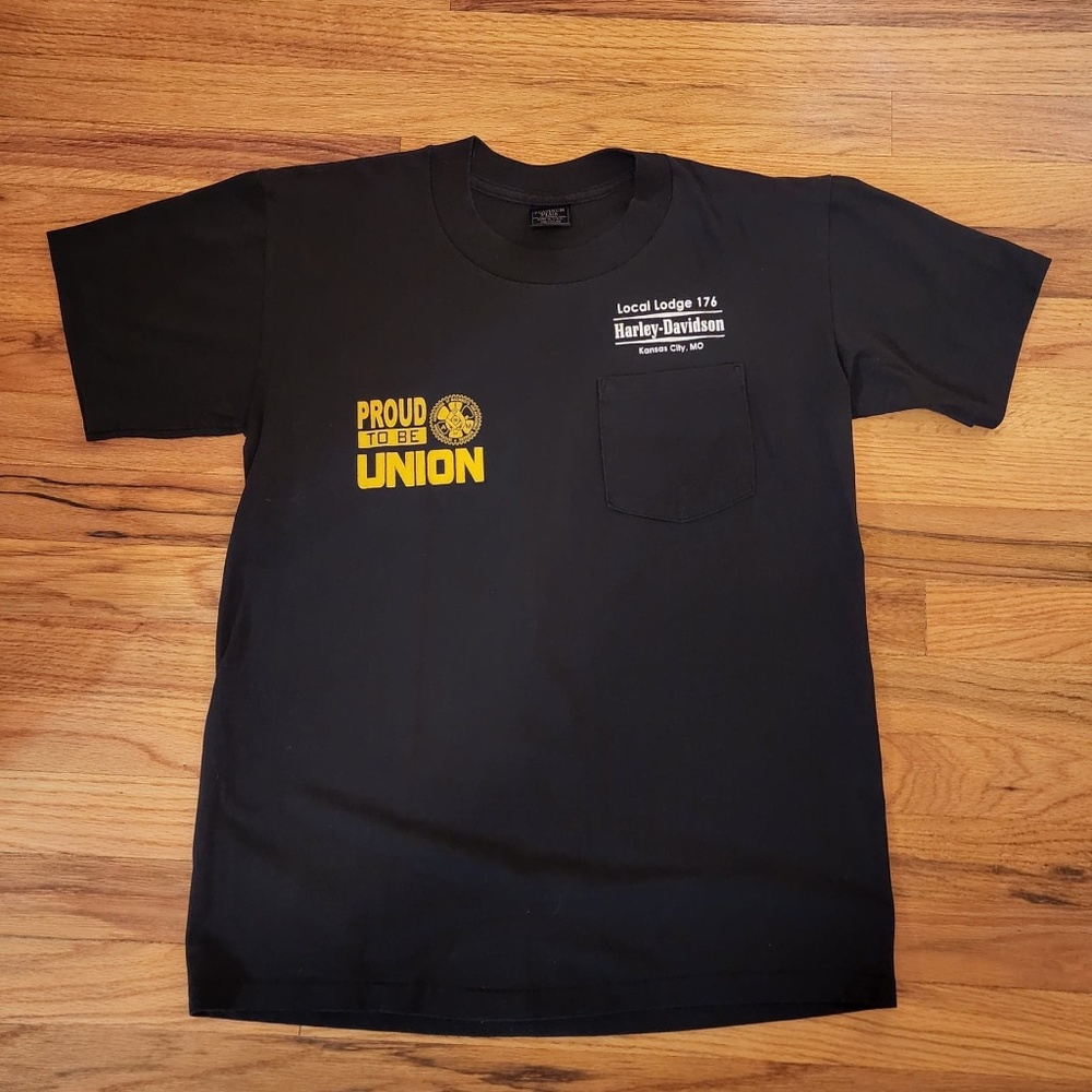 Platinum Plus IAM Union Strong/Harley Davidson T Shirt with Pocket M